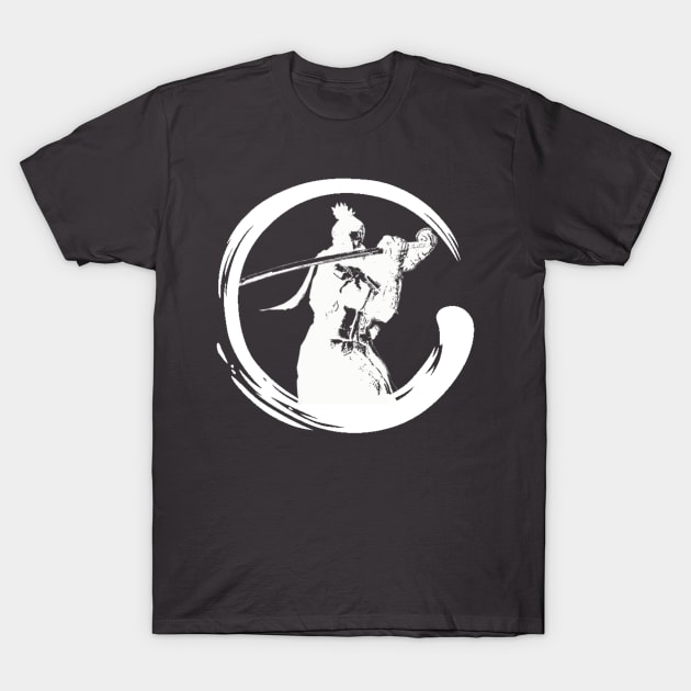 Sekiro Shadows Die Twice Enso Silhouette White T-Shirt by StebopDesigns